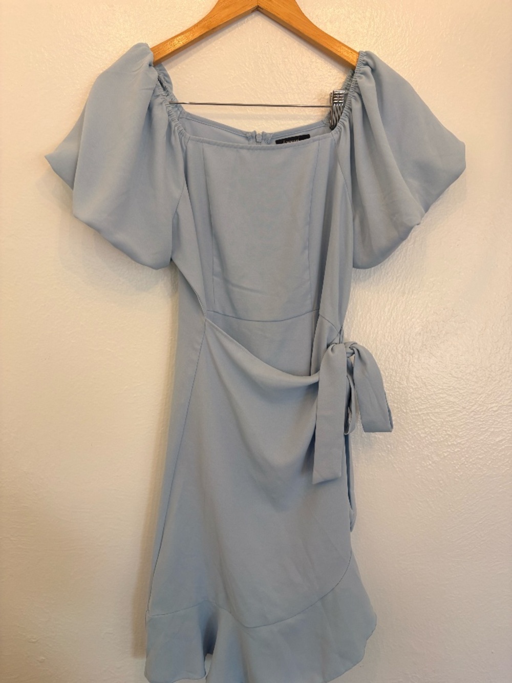 Sampeel Dusty Blue Off Shoulder Wrap Dress Coastal Sz Small